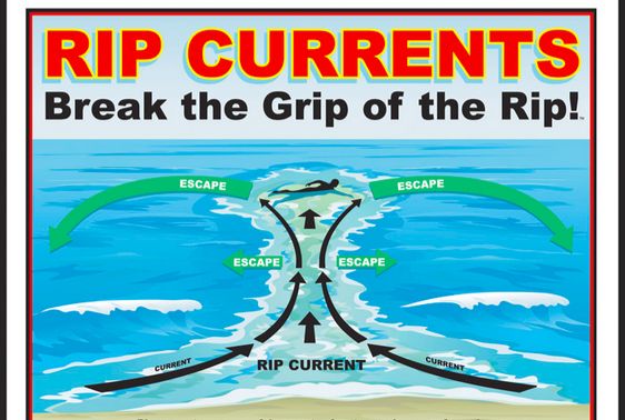 Rip current safety sign: Break the Grip of the Rip