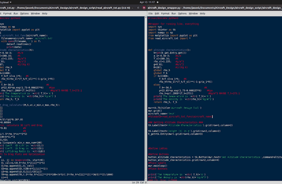 Python source code for the aircraft design tool