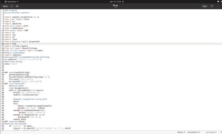 Source code of the Python voice assistant